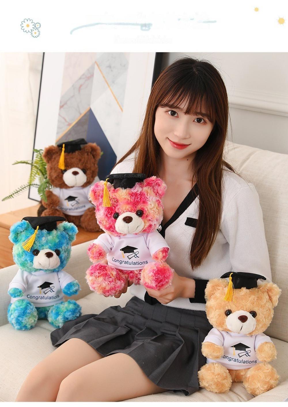 Graduation Plush Teddy Bear Graduation Teddy Bear Present Bear with Cap Soft Teddy Bear Toy for Middle High
