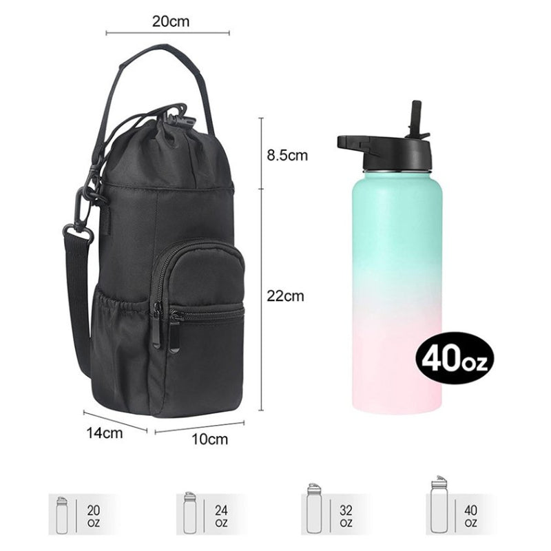 Crossbody Water Bottle Bag, Waterproof Solid Color Water Bottle Sling Bag, Durable Adjustable Strap Water Bottle Carrier Bag Women Girls