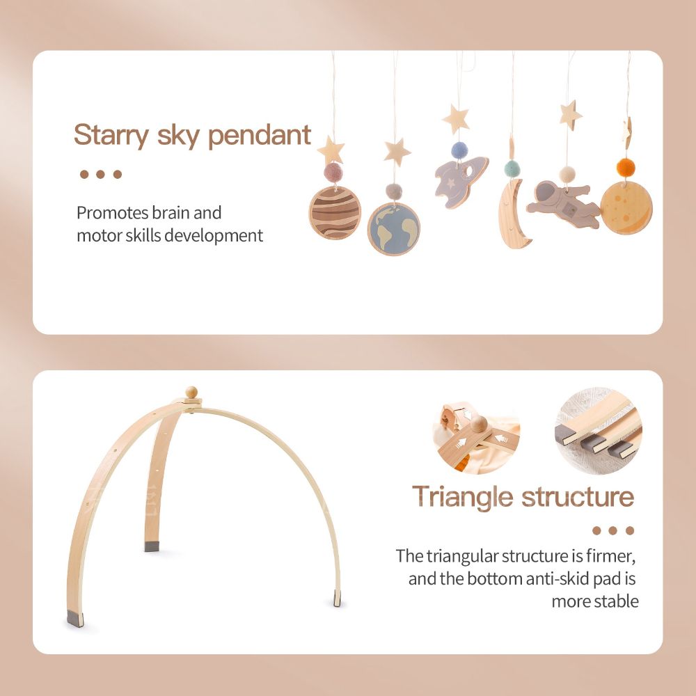 Baby Pendant Toys Pure Cotton Handmade Starry Sky Cloud Pendant Fitness Rack Pendant Natural Wood Safe