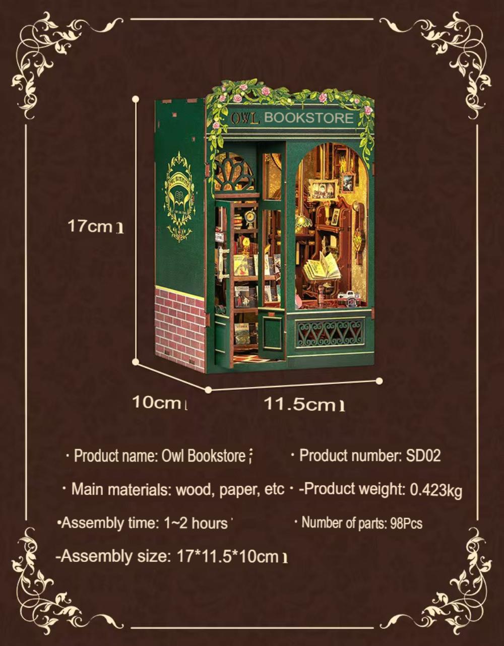 Book Nook DIY Doll House Retro Style Miniature House 3D Puzzle Toys Fun DIY For Kids And Adult Activity