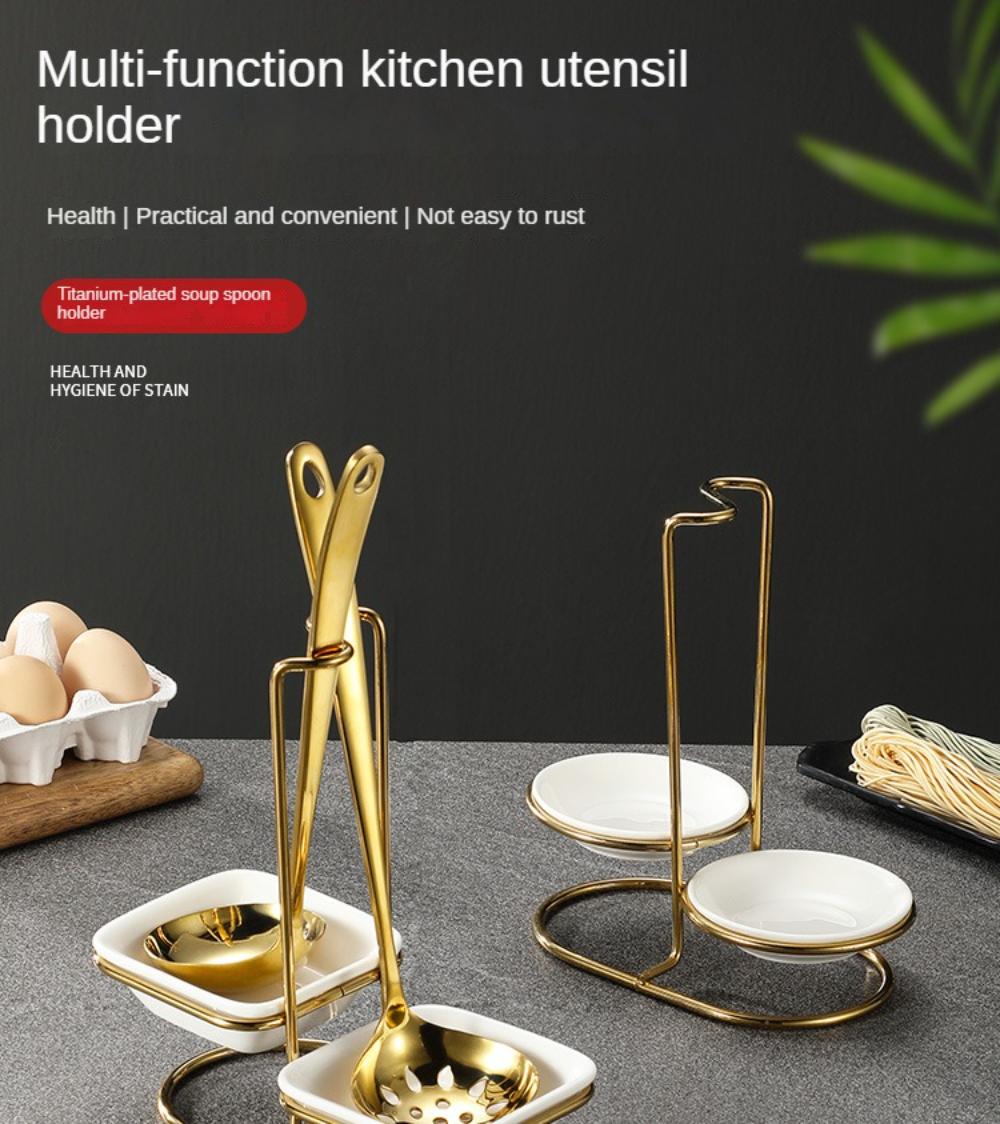 Stainless Steel Titanium-Plated Gold Public Chopsticks Public Spoon Rack Hot Pot Spoon Colander Rack Tableware Rack Soup