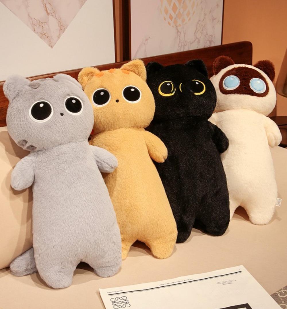 Black cat pillow stuffed toy Animal Pillow Soft Sleeping Long cat Pillow Plush Doll Toy Comfortable Pillow
