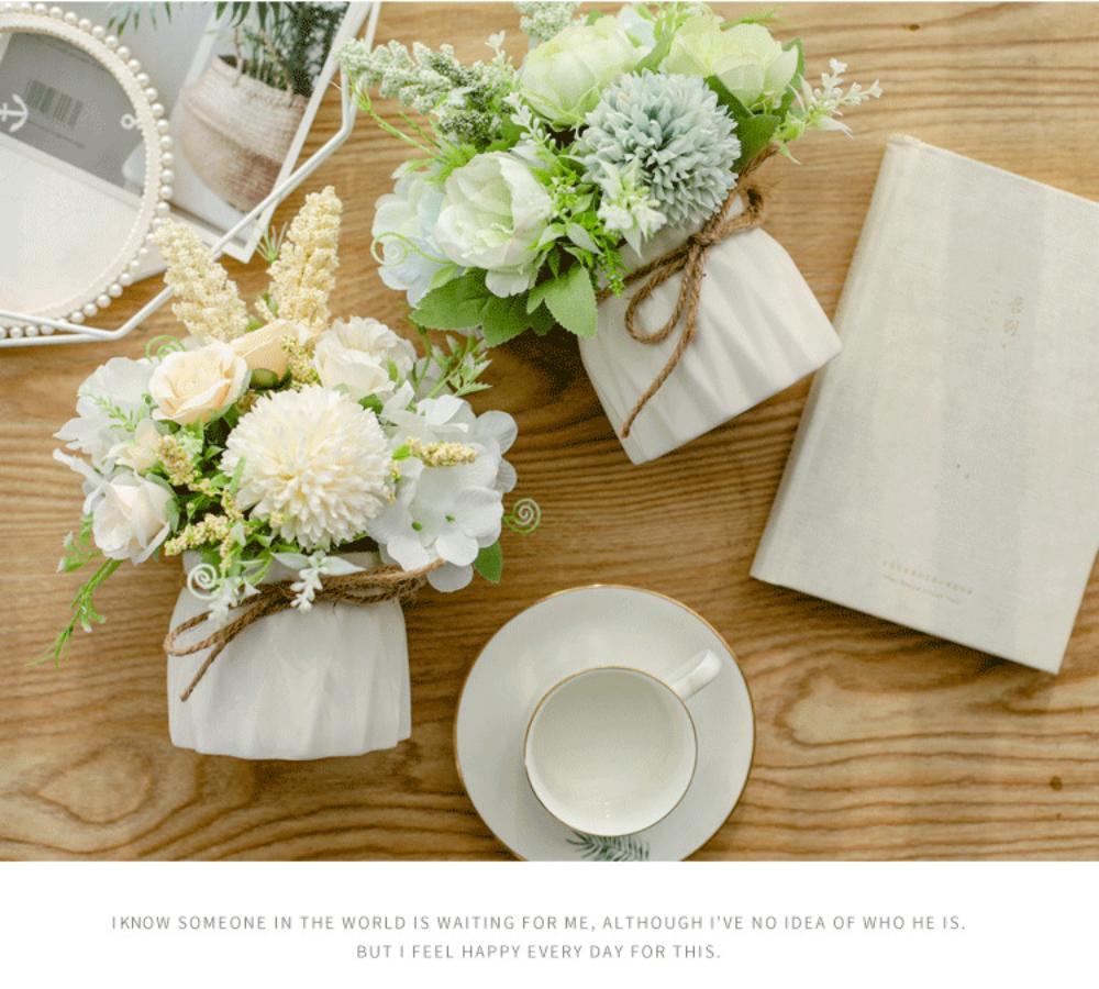 Fake Flowers with Vase, Artificial Flowers in Vase, Table Centerpieces for Dining Room, Silk Flower Arrangements Set