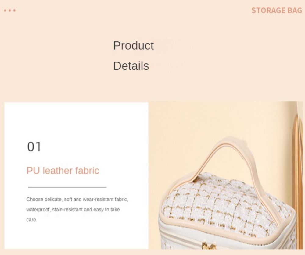 Knitting Style Cosmetic Bag Portable Carry-on Makeup Bag Fashion Large Storage Bag Premium Material Multifunctional