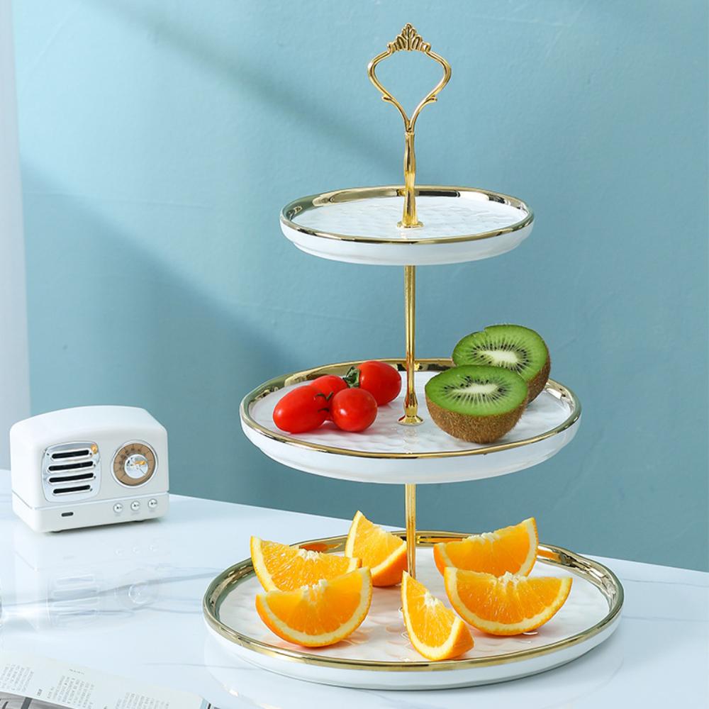 Luxury 3 Tier Ceramic Cake Stand Candy Snack Display Rack Party Three Layers Fruit Dish Nordic Dessert Table Multi-Layer