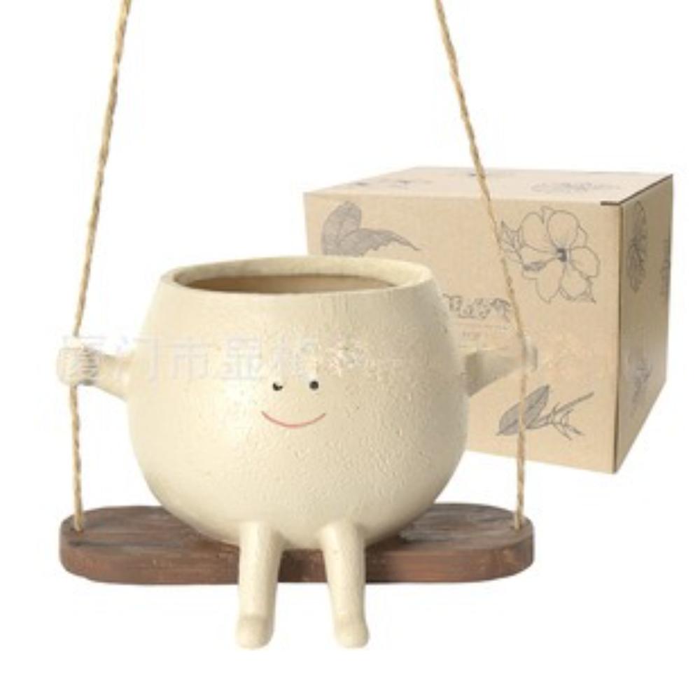 Swing Face Planter Pot Hanging Head Planter for Indoor Outdoor Plant Succulent Pots for String of Pearls Plant Live