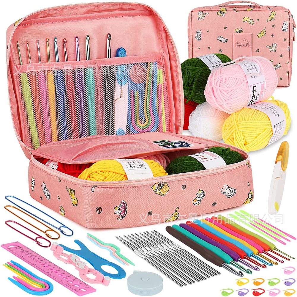 59Pcs Crochet Kits for Beginners Colorful Crochet Hook Set with Storage Bag and Crochet Accessories Complete Crochet Kit