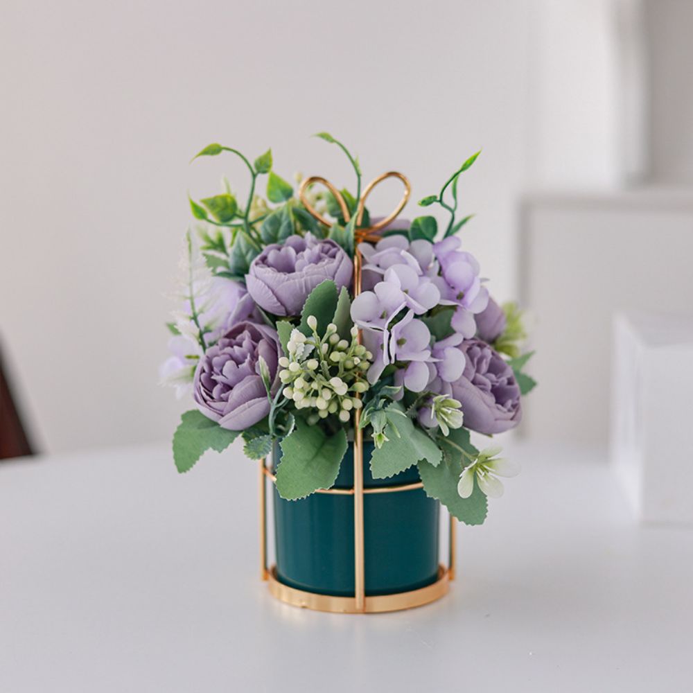 Nordic Artificial Flower Decoration Plastic Silk Flower Vase Home Decoration Furnishings Living Room Set Floral Set