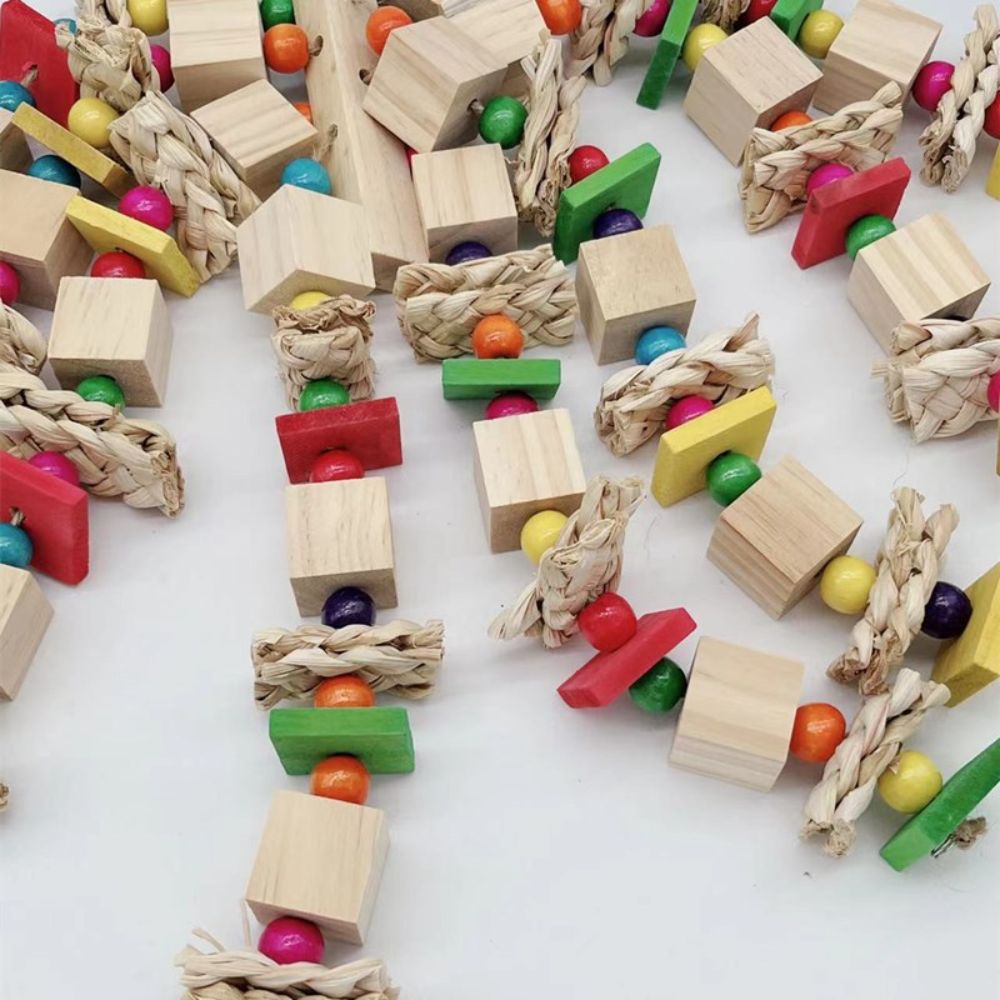 Large Parrot Chewing Toy - Bird Parrot Blocks Knots Tearing Toy Bird Cage Bite Toy For African Grey Macaws Cockatoos