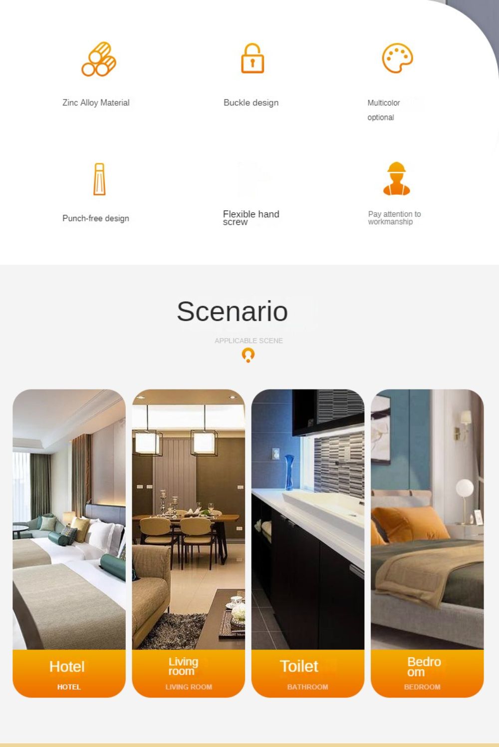 Perforation-Free Flat Door Lock Buckle Anti-Theft Sliding Window Bolt Latch Sturdy And Safety Convenient