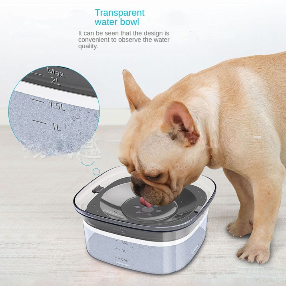 Dog Water Bowl Slow Water Feeder 70Oz No Spill Dog Bowl Pet Water Dispenser 2L Visible Water Level Slow Drinking Bowl