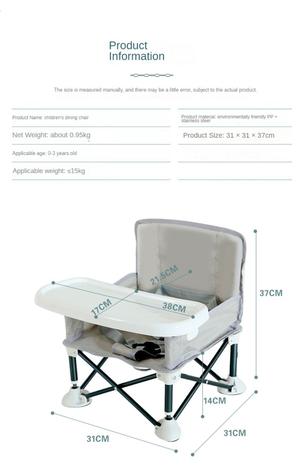 Foldable Portable Lightweight Kid Dining Chair Multi-functional Baby Booster Seat Portable Mini Baby Chair