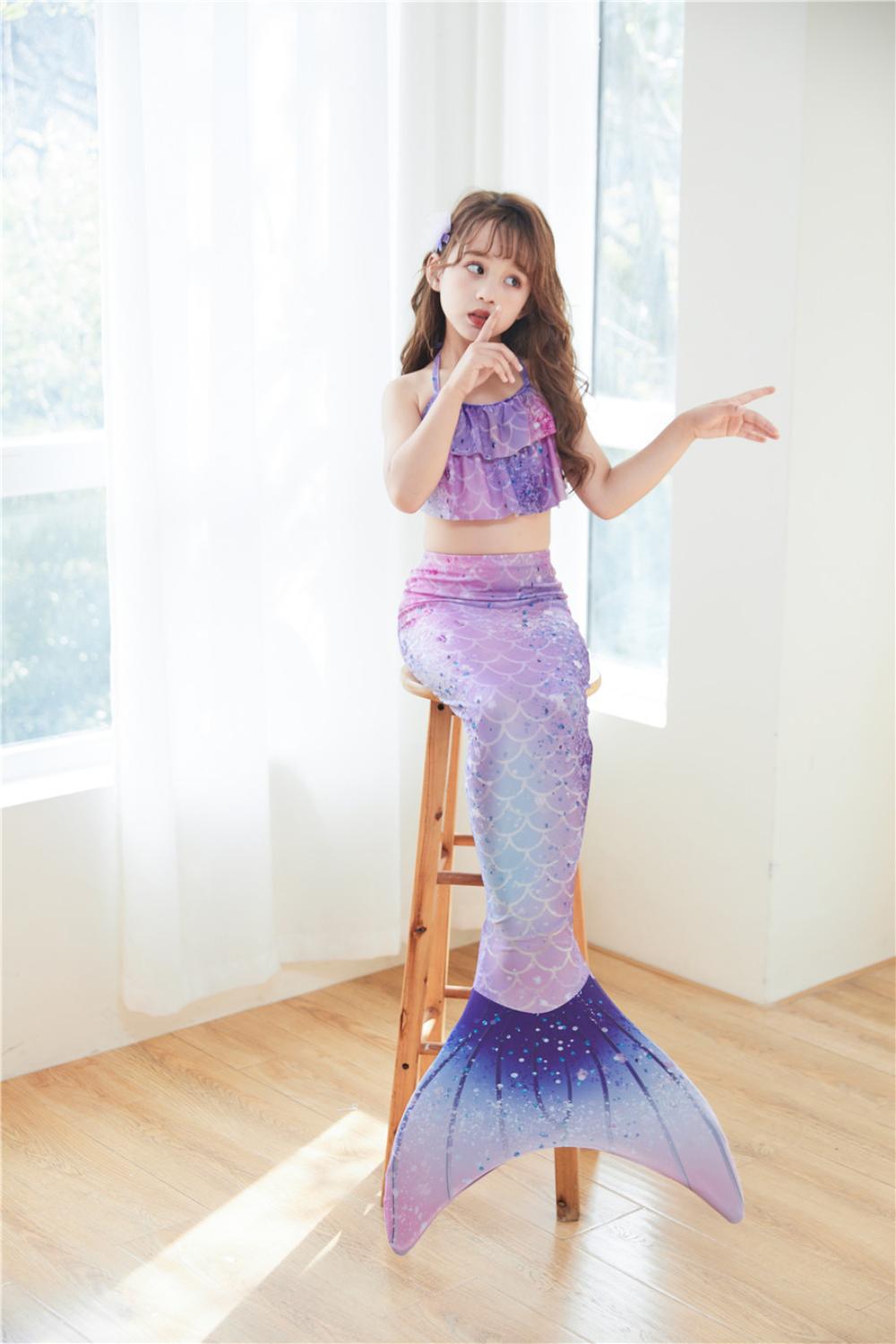 3Pcs/Set 3-15Yrs Girls Mermaid Costume Kids Swimsuit Baby Girl Bikini Swimming Suit Kid Girls Mermaid