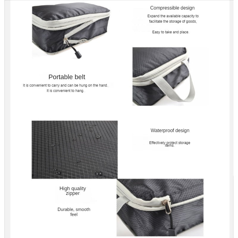 3 Packs Travel Compression Packing Cubes Set Zipper Nylon Portable Luggage Clothes Organizer Storage Bags