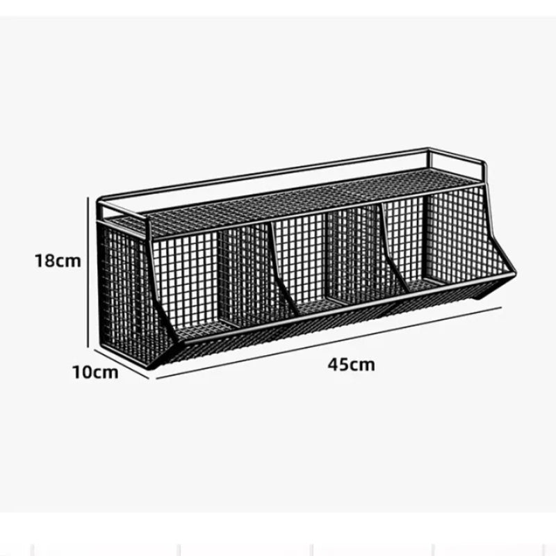 Kitchen Wall Hanging Basket Free Punching Onion Ginger Garlic Storage Rack Cross Three Grid Multi-functional Kitchen Spice Rack