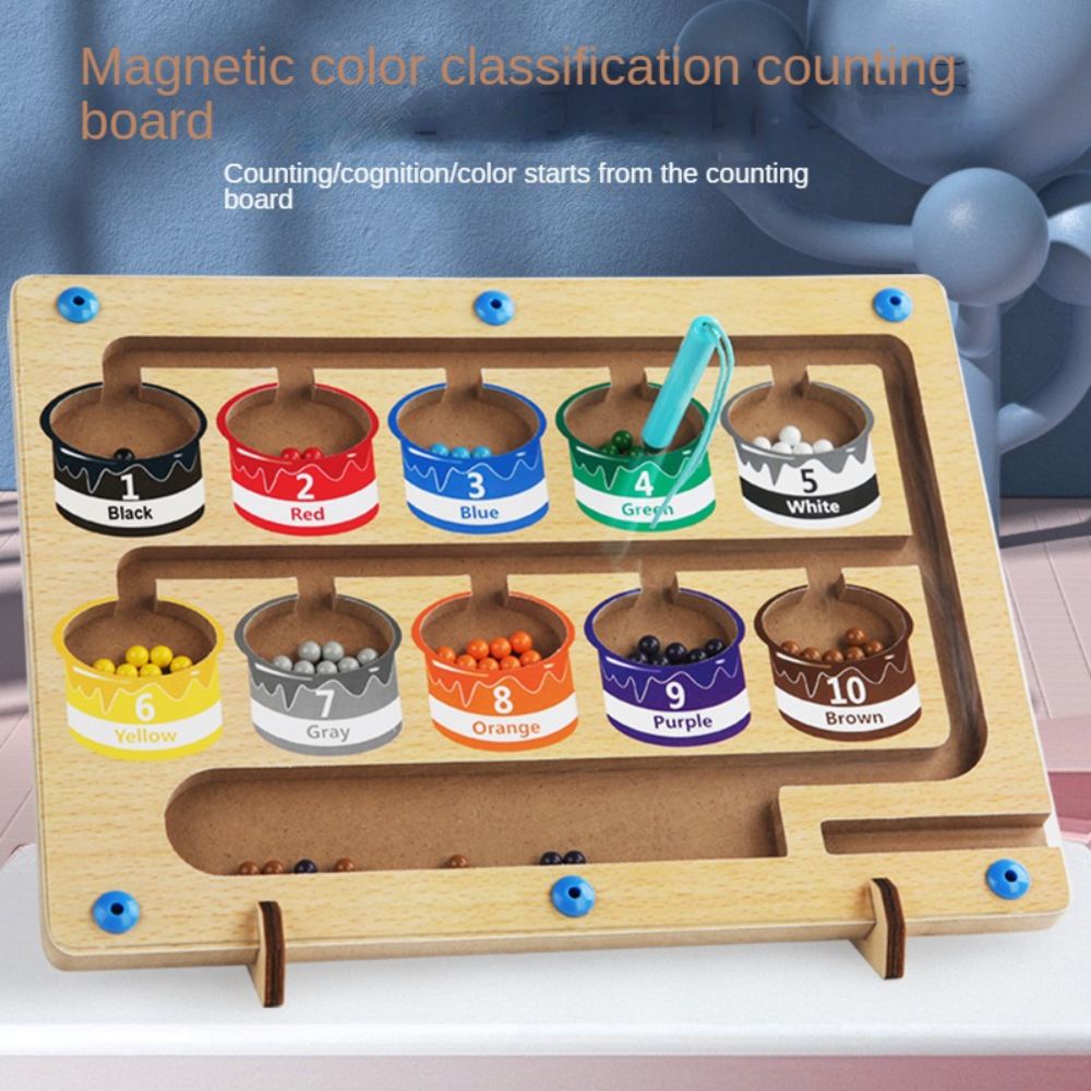 Treeyear Magnetic Color and Number Maze - Wooden Magnet Board Puzzles Toddler Activities Counting Matching Games