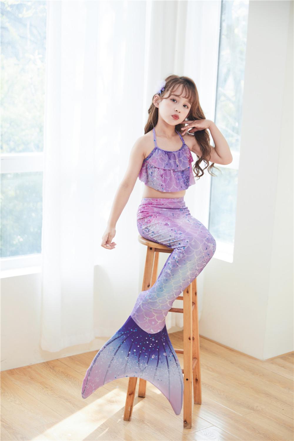 3Pcs/Set 3-15Yrs Girls Mermaid Costume Kids Swimsuit Baby Girl Bikini Swimming Suit Kid Girls Mermaid