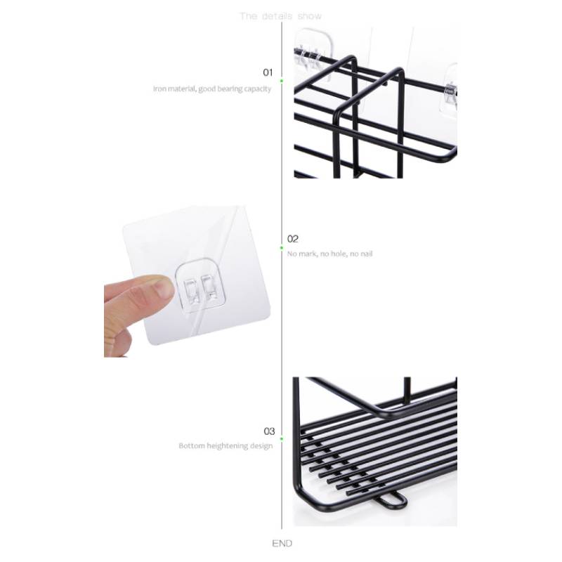 Non-Drilling Iron Toothbrush Holder Bathroom Cup Toothpaste Storage Rack Modern Nordic Wall Sticking Tray