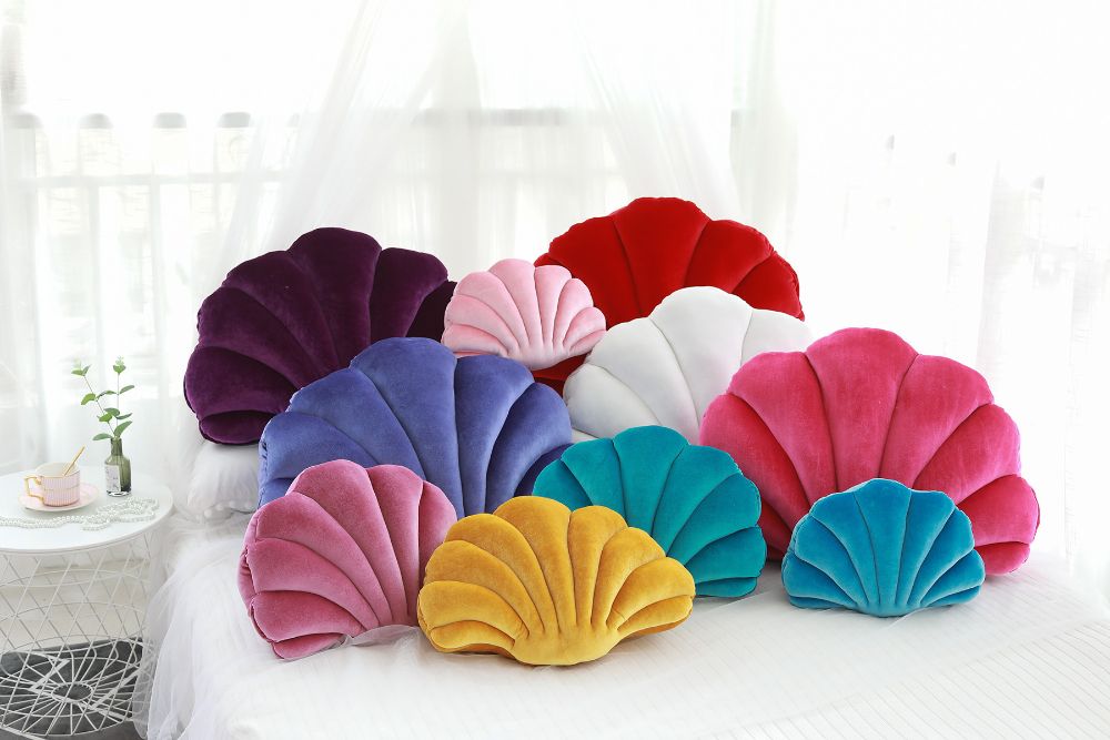Sea Beach Scallop Shell Sofa Bed Cushion Decoration Luxury Shell Stuffed Cushion For Bedroom Living Room Home Office