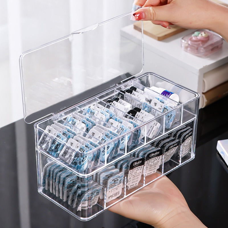 Daily Contact Lens Storage Box High-capacity Transparent Dustproof With Cover Contact Lenses Organizer Box