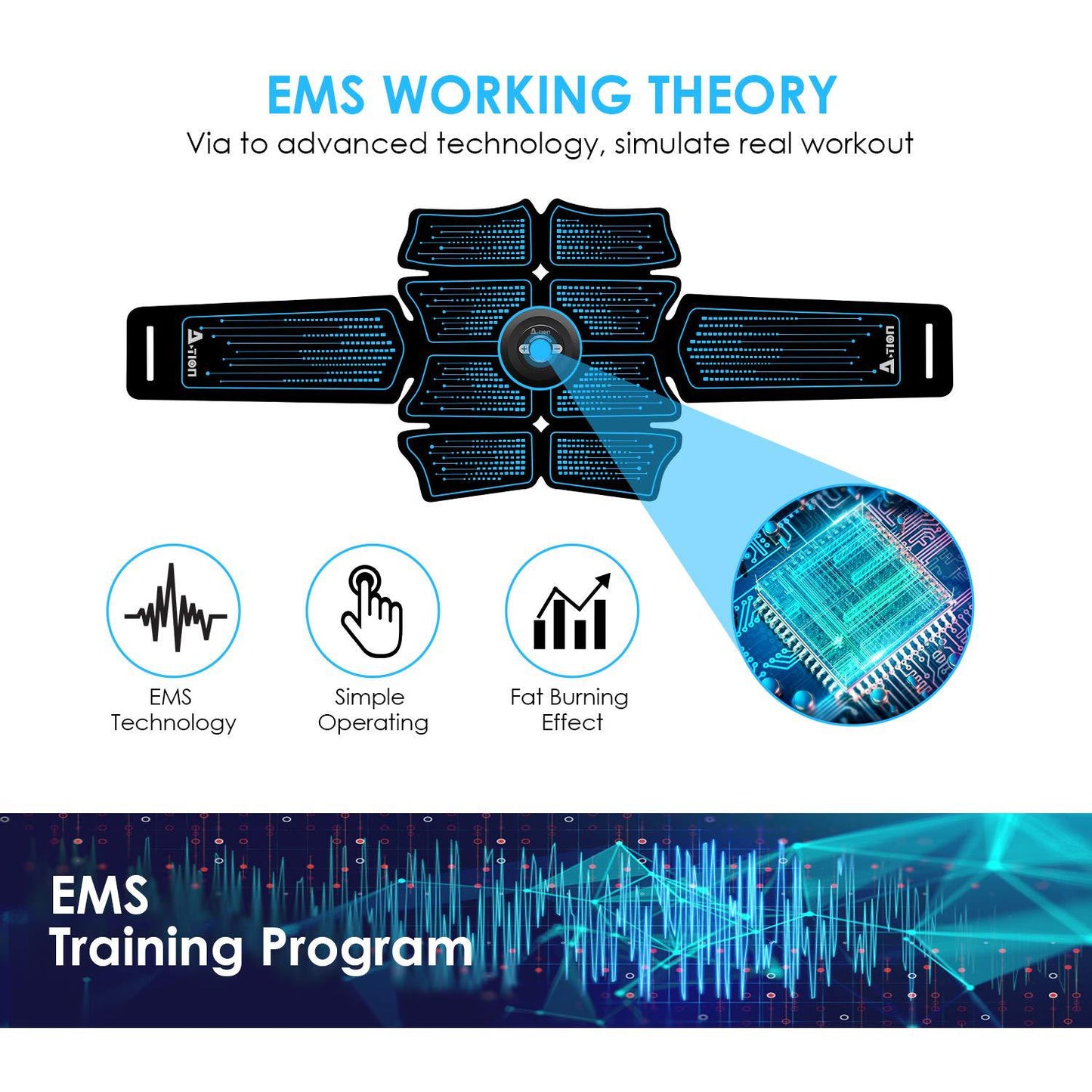 EMS Muscle Trainer Gear Body Exercise Training Slimming Machine Muscle Stimulator Electric Vibration ABS Stimulator Abdominal Fitness Gear