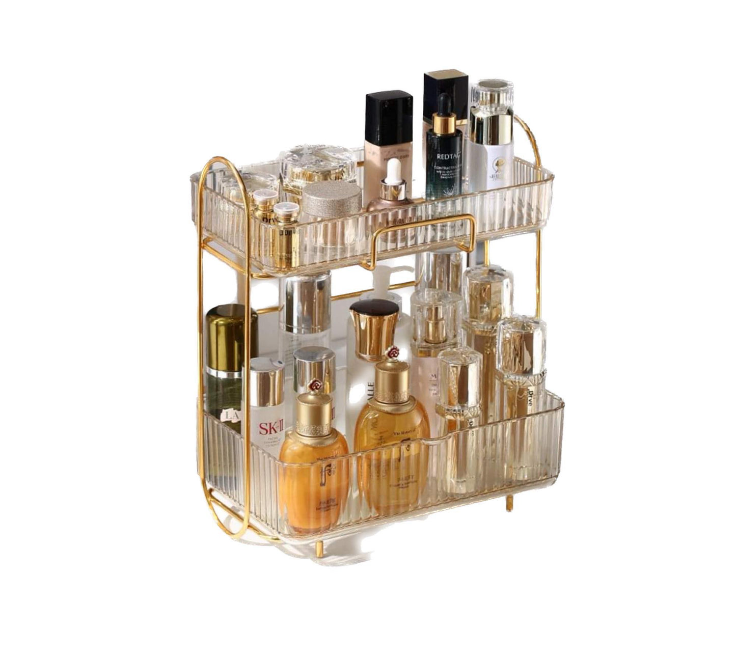 Light Luxury Makeup Organizer Double Layer Large Capacity Table Dressing Table Dustproof Cosmetic Storage Box Bathroom