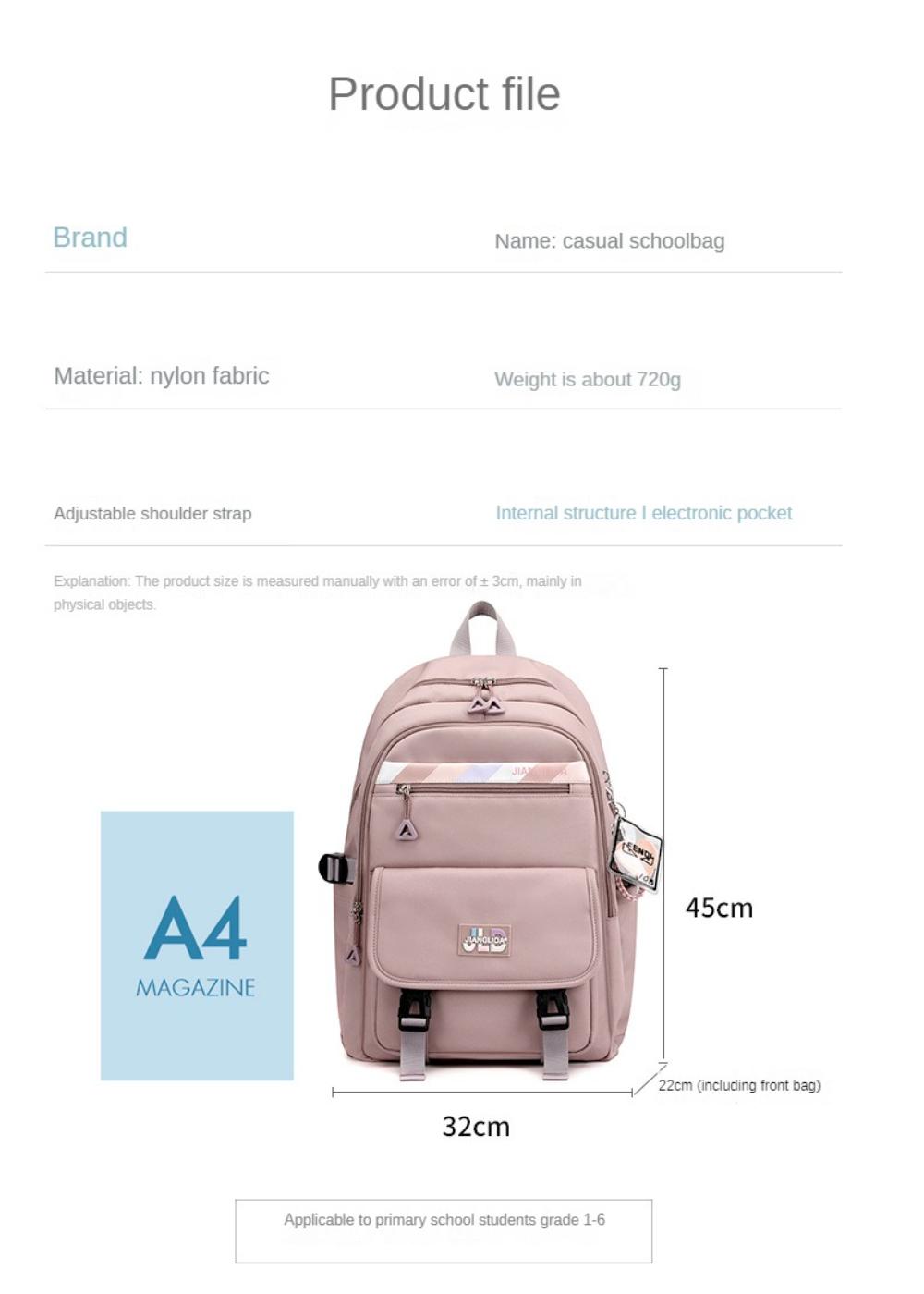School Bag Girl Primary School Kids Bag Backpack Women Secondary School Large Space Big Capacity Lightweight Bag