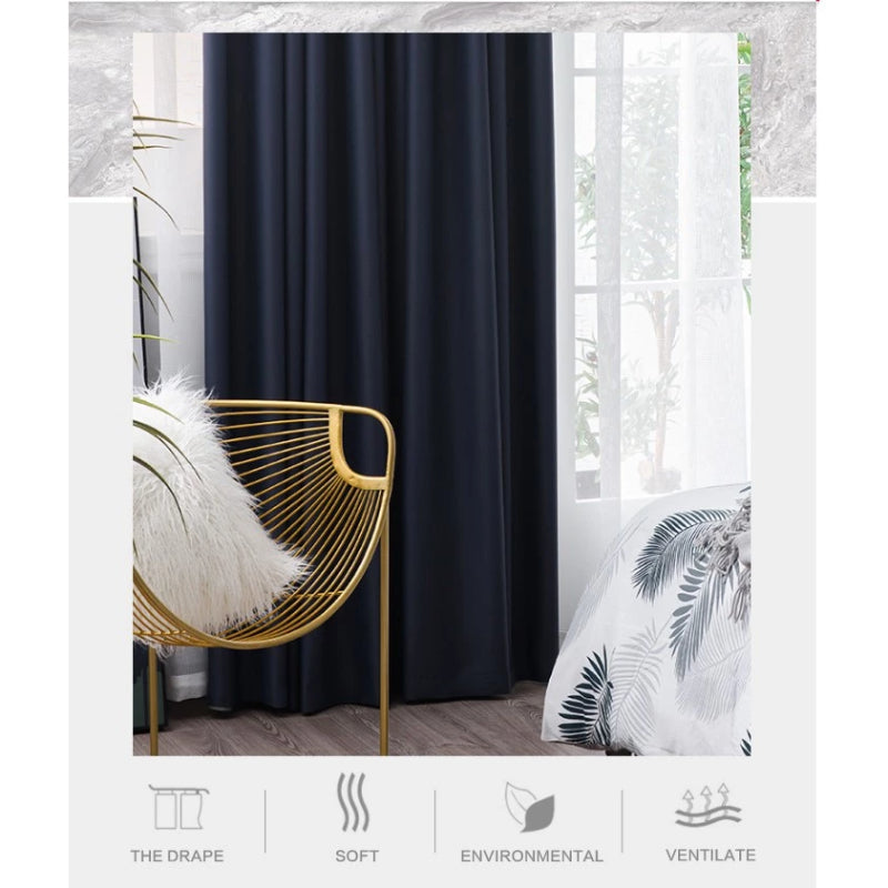 1PC Nordic Style Curtain with Hooks, Light Shading and Heat Insulated, Minimalist Modern Window Panel for Bedroom, Living Room Decor