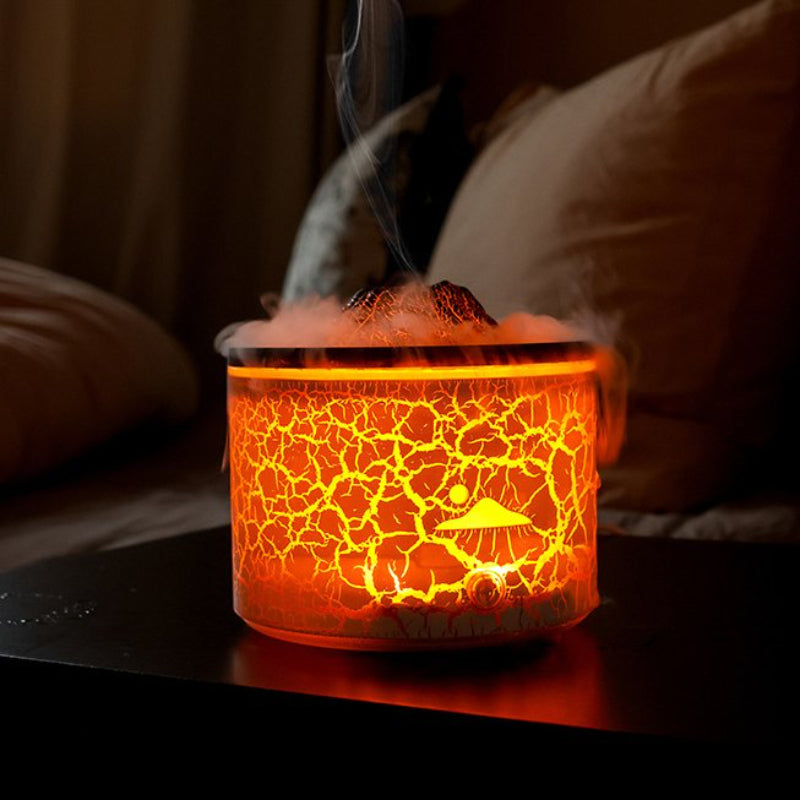 Volcano Fire Flame Air Mini Humidifier Aroma Diffuser Essential Oil with Remote Control Jellyfish for Home Fragrance Mist