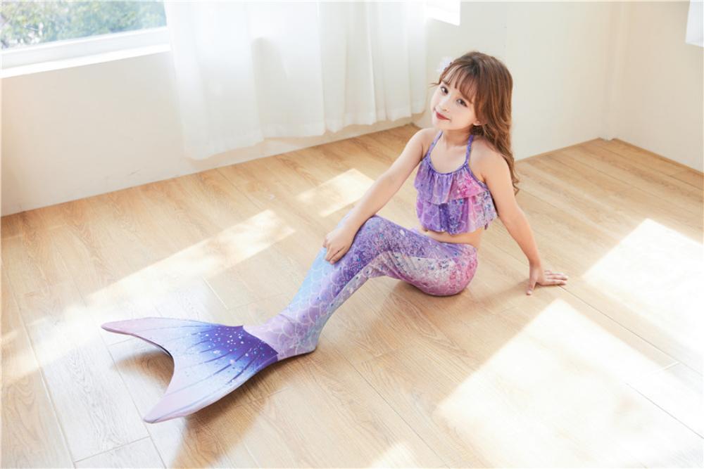 3Pcs/Set 3-15Yrs Girls Mermaid Costume Kids Swimsuit Baby Girl Bikini Swimming Suit Kid Girls Mermaid