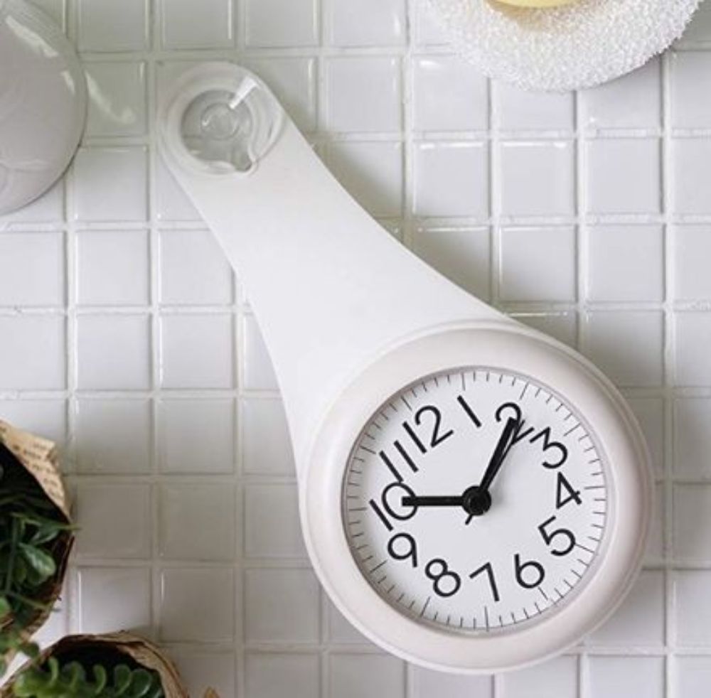 Bathroom waterproof small wall clock kitchen clocks bathroom mini punch-free clock decoration living room home living