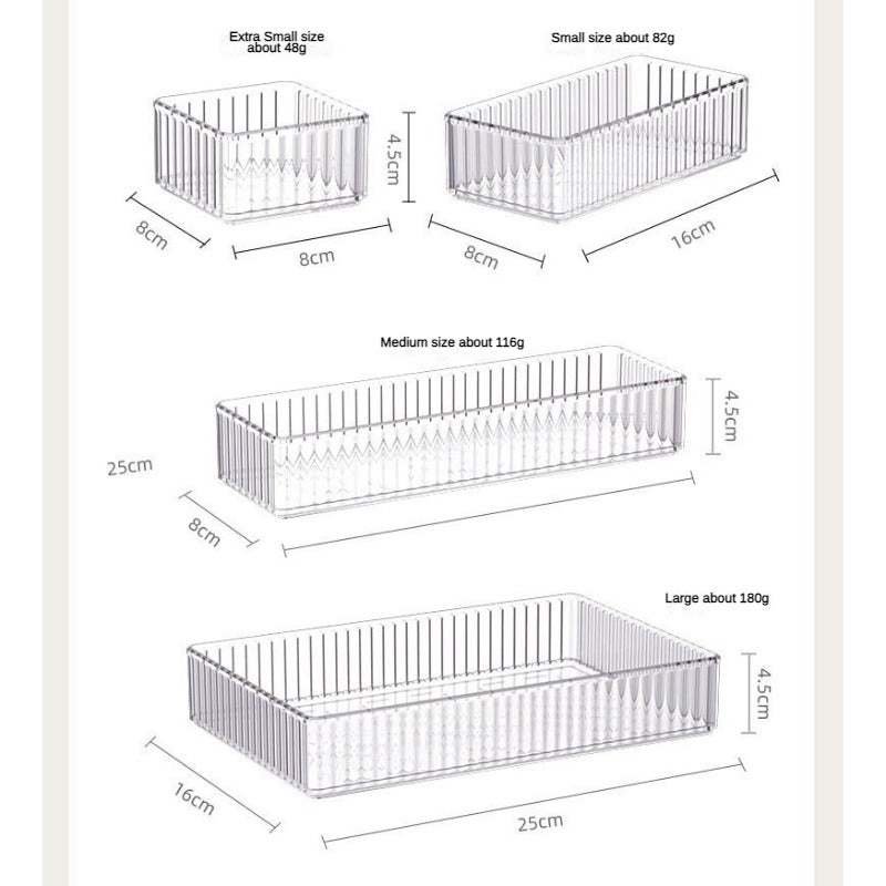 Acrylic Drawer Organizer Tray Partition Box Transparent Desktop Classification Cupboard Built-in Dresser Makeup Lipstick Arrangement Storage Box