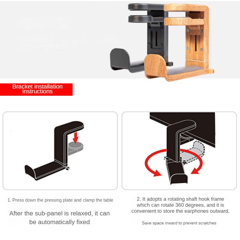 360° Rotating Headphone Stand Desktop Headset Holder Gaming Headset Desk Hanger Hook For Y1H2