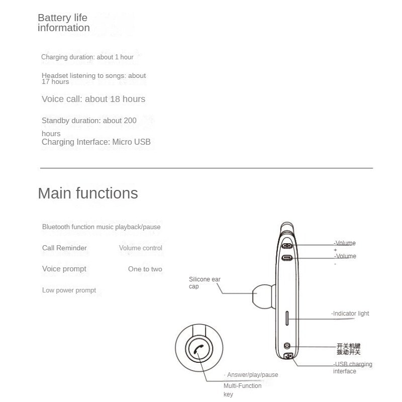 Bluetooth Earphone Sport Wireless Bluetooth Headset With Mic for Android and iOS PC Devices Caller ID Voice Recognition
