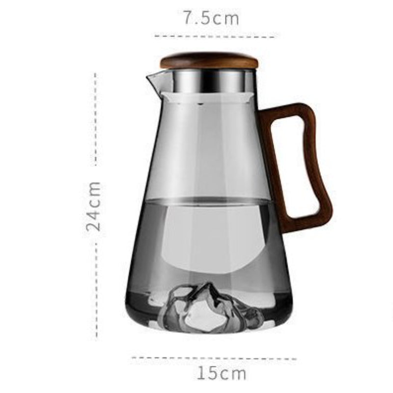 2L Heat Resistant Glass Water Pitcher with Handle, Thickened Glass Kettle Teapot, Juice Beverage Jug, Clear Water Carafe for Home Kitchen