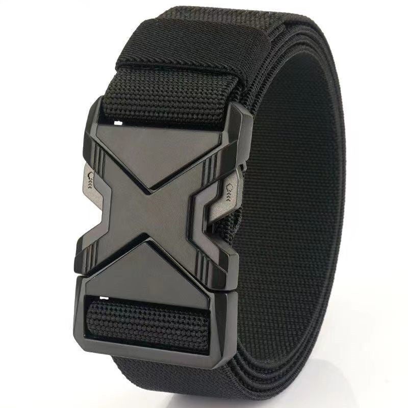 Men Belt Strength Elastic Fiber Belt Metal Buckle Sports Belt Adjustable Length Minimalist Stylish Design
