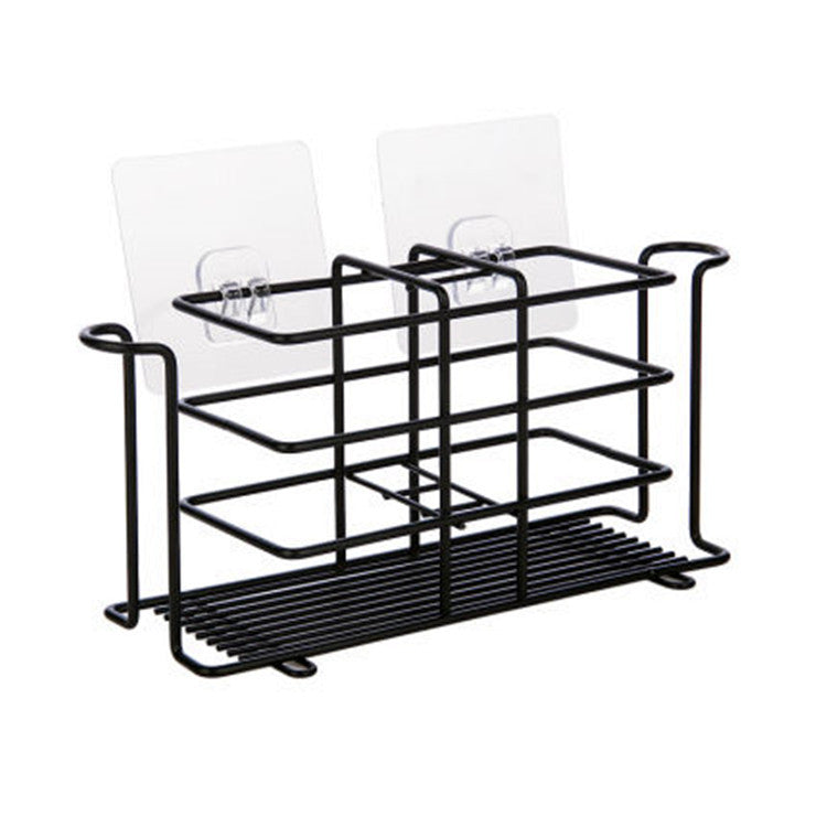 Non-Drilling Iron Toothbrush Holder Bathroom Cup Toothpaste Storage Rack Modern Nordic Wall Sticking Tray