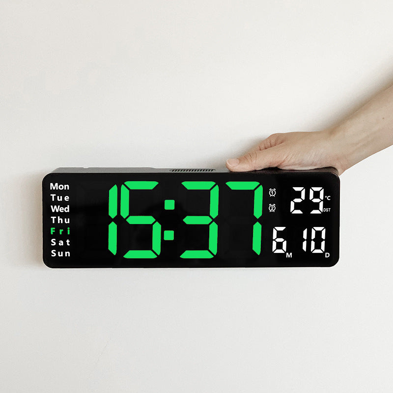 Digital Wall Clock Hanging Day/Day Temp Timing with Remote Control LED Display USB Mute for Home Night Stand Decoration