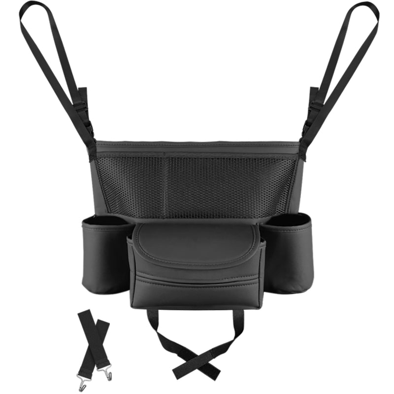 Car Seat Back Organizer Durable Leather Car Handbag Holder Between Seats with 2 Cup Holders