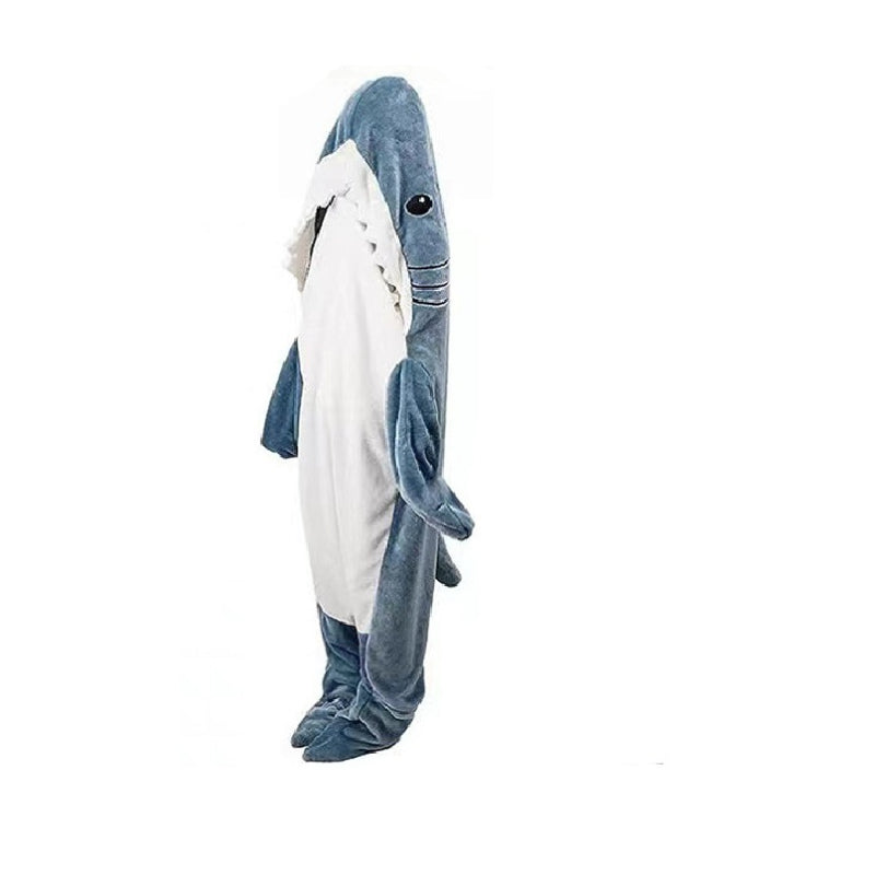 Blanket Wearable Shark Sleeping Bag Blanket Hoodie Sleep Dress Flannel Sleepwear Cute Plush Cozy Cosplay Costume for Halloween Christmas Party Celebration