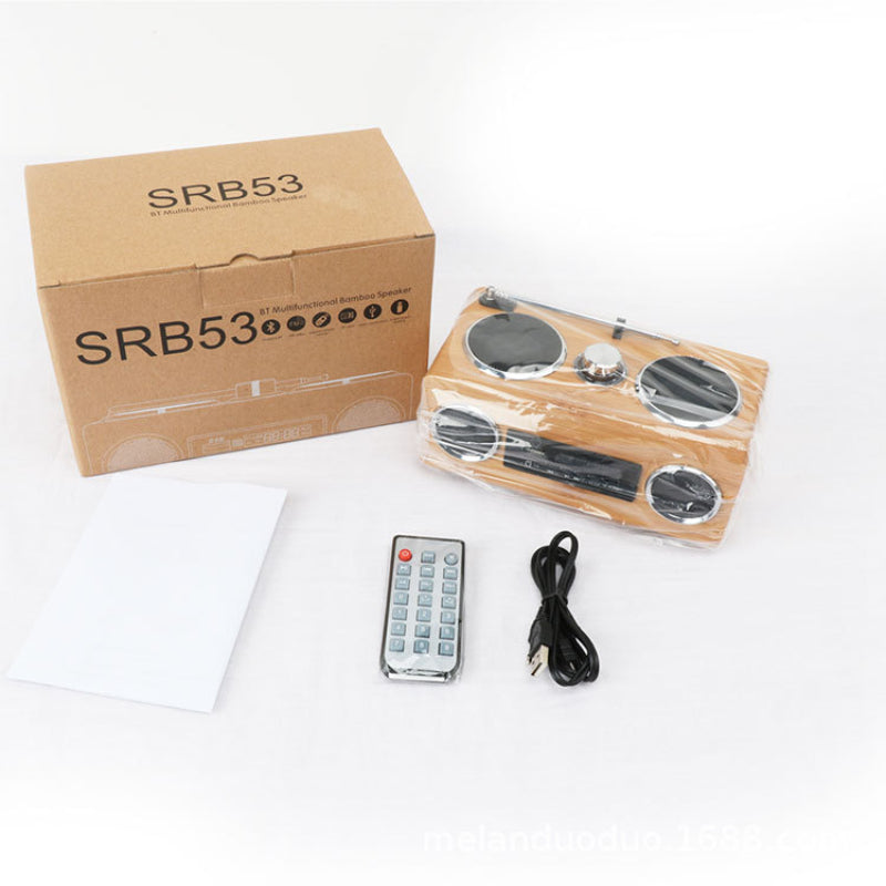 Retro Vintage Radio Super Bass FM Radio Bamboo Multimedia Speaker Classical Receiver USB With MP3 Player and Remote Control