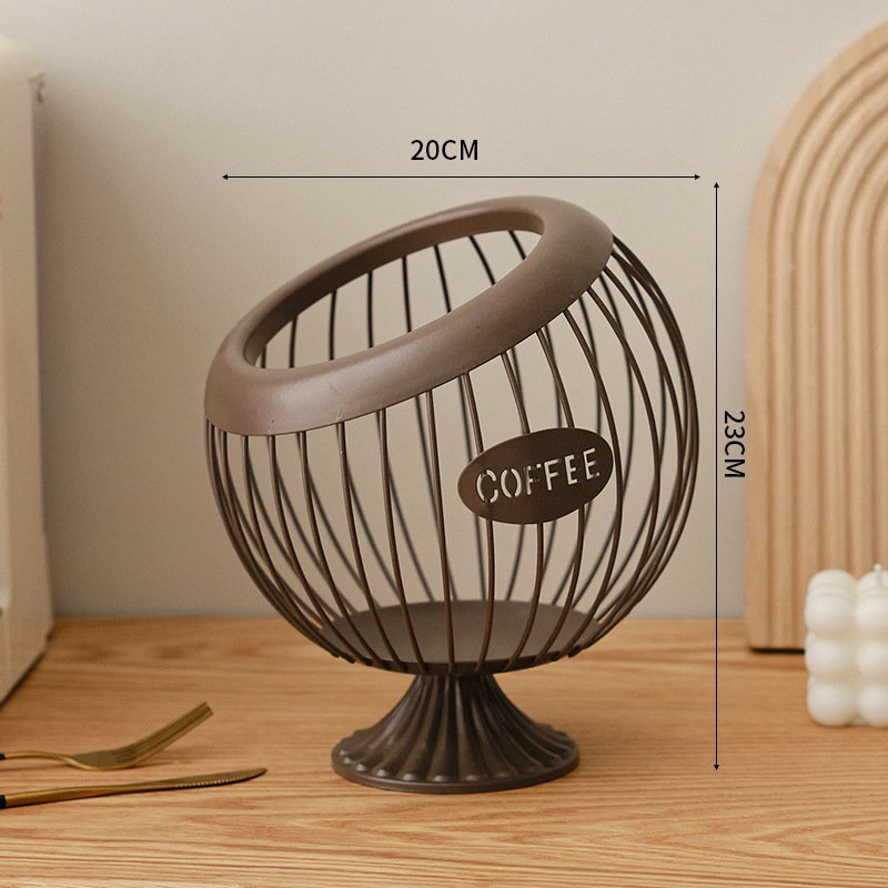 Coffee Pod Storage Basket Coffee Capsule Cages for Hotel Cafe Bar Countertop Creative Iron Snacks Dried Fruit Storage