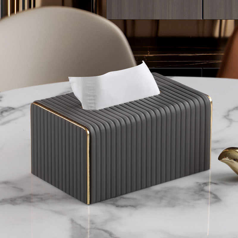 Luxury Classical Style Tissue Box Leather Cover Desktop Organizer Box Napkin Remote Control Storage Case Elegant