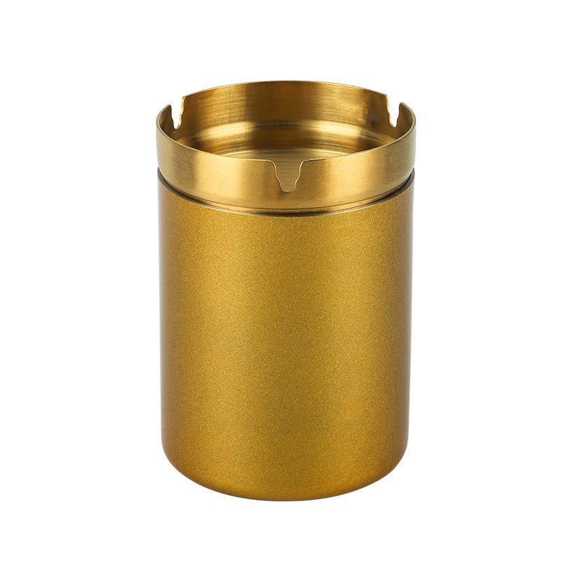 High-End Stainless Steel Ashtray Household Car Windproof Golden Korean Style Ashtray Office KTV Hotels