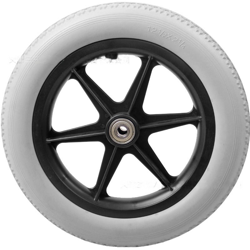 12inch Wheelchair Replacement Rear Wheel for Wheelchairs Walkers Accessories Casters Small Cart Rollers Chair Accessories Grey Rubber Small Non Marking