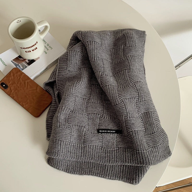 Winter Thick Cable Knit Scarf Unisex Pure Color Winter Neck Wrap Chunky Long Warm Scarfs Knitting Yarn Scarf