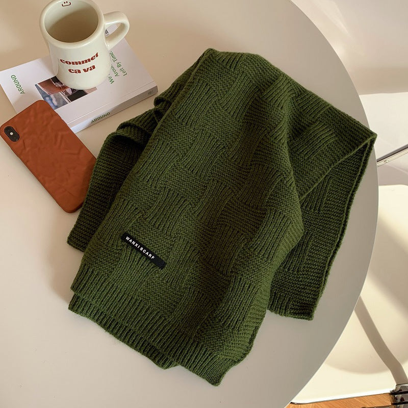 Winter Thick Cable Knit Scarf Unisex Pure Color Winter Neck Wrap Chunky Long Warm Scarfs Knitting Yarn Scarf