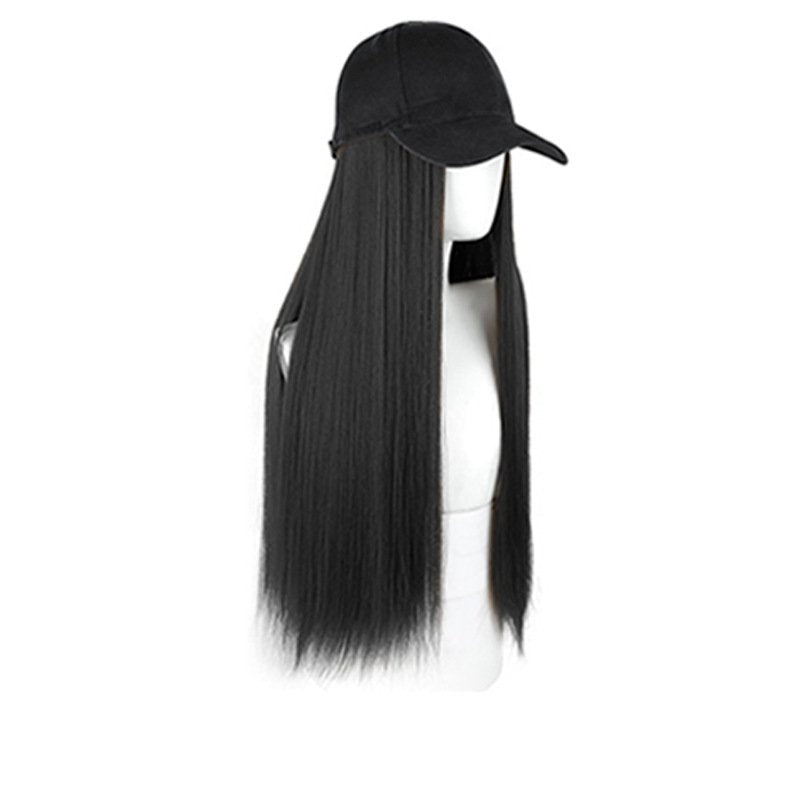 Female Wig Cap Peaked Cap Long Curly Wig Long Straight Wigs for Women Wig Hat Hair Extensions Natural Color and Texture