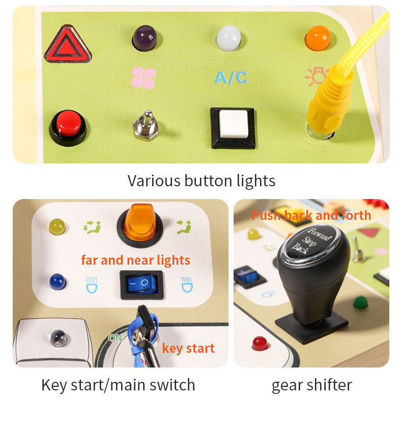 Montessori Busy Board Sensory Toys for Toddlers with LED Light Up Switch, Toddler Busy Board Fidget Toys, Educational