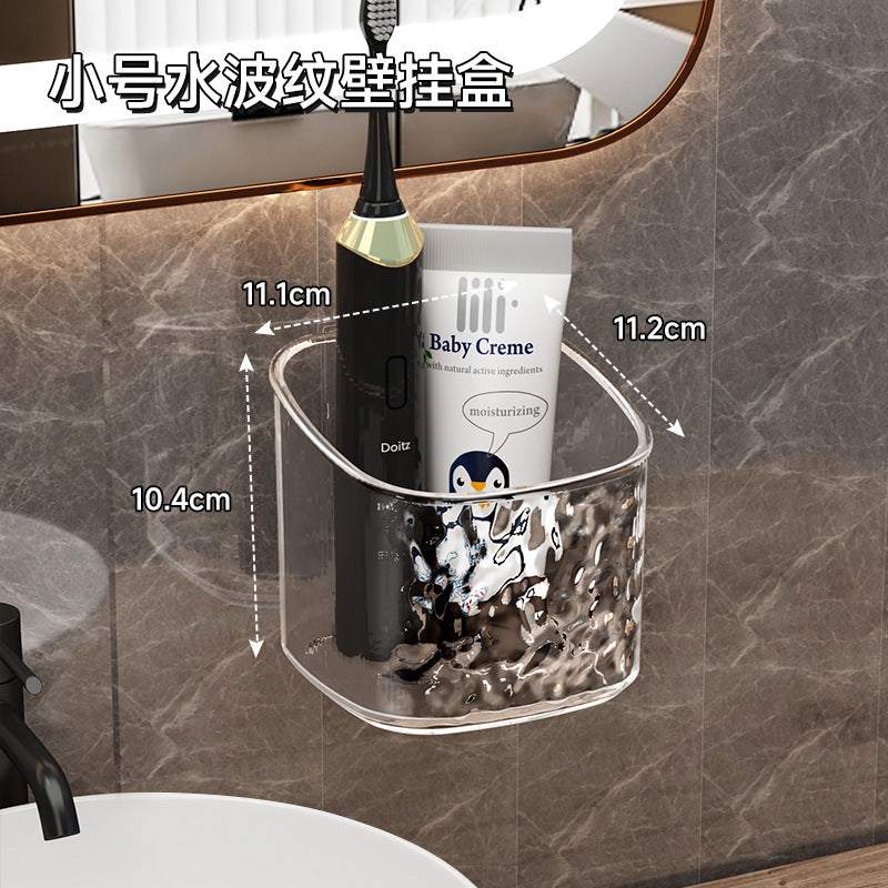 Bathroom Rack Punch Free With Drainage Holes Wall Mounted Water Ripple Acrylic Wash Basin Front Storage Box Toilet Stand Cosmetic Organizer